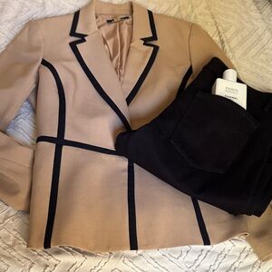Nine West Tan Blazer with Black Trim